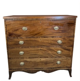 AMERICAN MAHOGANY HEPPLEWHITE BUTLERS DESK ATTRIB. TO MICHAEL ALLISON, NY  C.1815 45 1/2" X 46" X 20