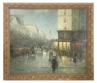 OIL / CANVAS "PARIS STREET SCENE" SGND PENCKE (T.E. PENCKE) 20" X 24"