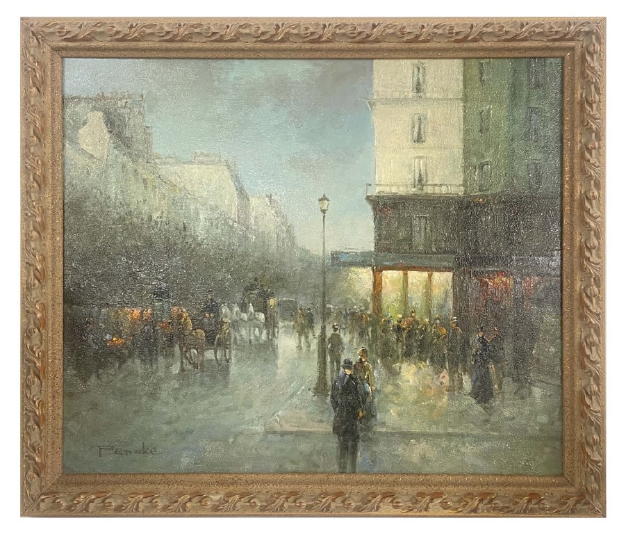 OIL / CANVAS "PARIS STREET SCENE" SGND PENCKE (T.E. PENCKE) 20" X 24" (1 of 5)