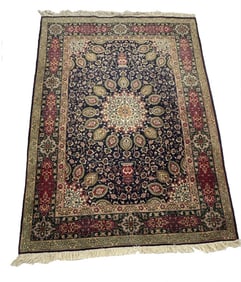 20THC KASHAN AREA RUG, EXCELLENT CONDITION 56" X 63"