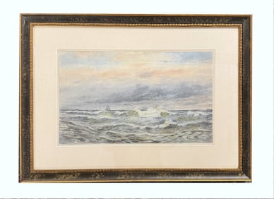 "SEASCAPE" WATERCOLOR SGND JAMES SOMERVILLE (1849 - 1905) 12" X 20" SITE SIZE