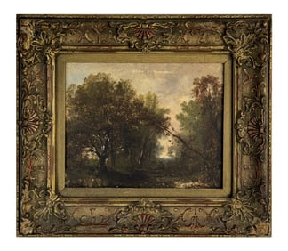 BARBIZON LANDSCAPE NOTED IN VERSO CHAS. H. MILLER LONG ISLAND NY, OIL / BAORD 8" X 10"