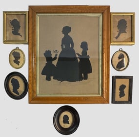 8  - 19THC. SILHOUETTES INCLUDING 1 WITH 3 FIGURES