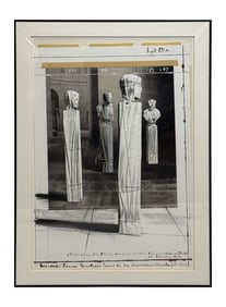 MIXED MEDIA CHRISTO, " WRAPPED ROMAN SCULPTURE PROJECT" AP 12/50 PHOTOGRAPHY, STRING & FABRIC 40" X