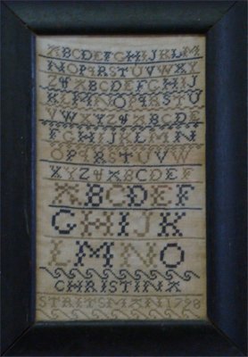 ABC Sampler By Christina Stritsman, 1798, 13 1/2" : ABC Sampler By Christina Stritsman, 1798, 13 1/2" X 8 1/2"