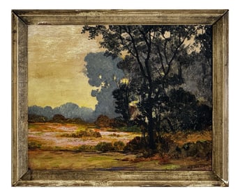 OIL / BOARD W.F. JARVIS, UNTITLED LANDSCAPE (WESLEY FREDERICK JARVIS, 1868 - 1944)  8" X 10"