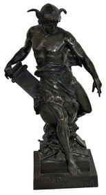 BRONZE, EMILE LOUIS PICAULT "INDUSTRIA COMMERCIUM" 15 3/4" TALL