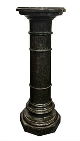GREEN MARBLE PEDESTAL IN THREE SECTIONS, REVOLVING TOP  36" X 12 1/2"