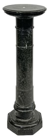 GREEN MARBLE PEDESTAL, IN FOUR SECTIONS, CHIPS 43" X 13"