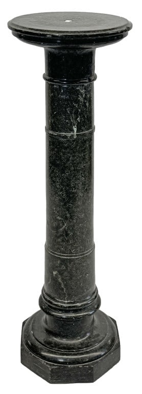 GREEN MARBLE PEDESTAL, IN FOUR SECTIONS, CHIPS 43" X 13": GREEN MARBLE PEDESTAL, IN FOUR SECTIONS, CHIPS 43" X 13"