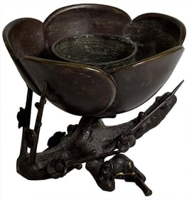 BRONZE TIFFANY STUDIOS, NY  LOTUS BLOSSOM PLANTER 6 3/4" X 8"