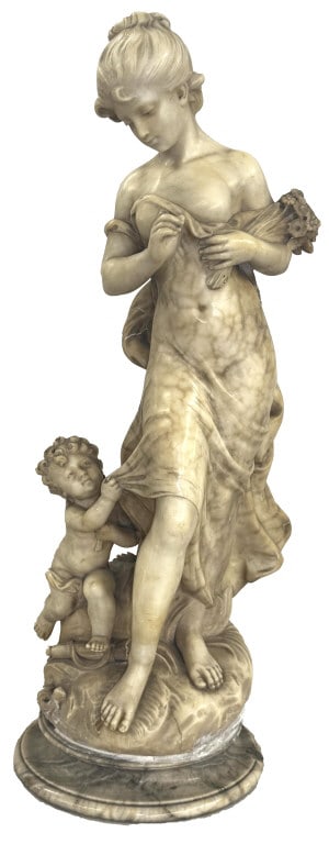 MARBLE GROUP SGND HIP MOREAU, HIPPOLYTE  F. MOREAU (1832-1927)  30" X 10 1/2" (1 of 7)