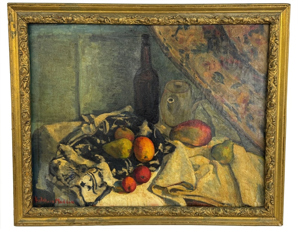 OIL/ CANVAS KATHLEEN MADDEN STILL LIFE IN THE MANNER OF CEZANNE  24" X 30" (1 of 5)