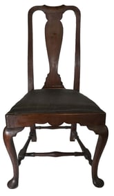 18THC. WALNUT QUEEN ANNE BOSTON SIDE CHAIR 42 1/4" X 21 1/2" X 21"