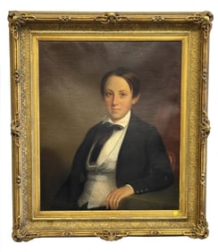 1830 PORTRAIT OF A BRIGHT YOUNG MAN IN ORIG FRAME 30" X 25"