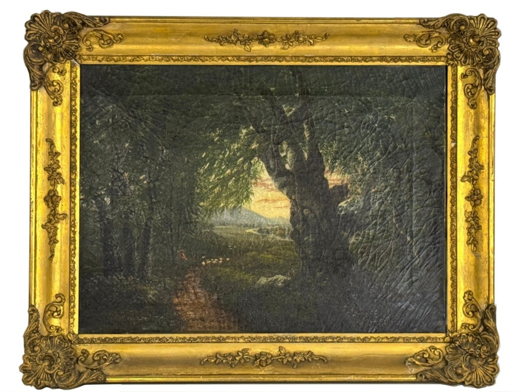 19THC. OIL BY MINER KILBOURNE KELLOGG AMERICAN LANDSCAPE VISTA LABELED IN VERSO 1848, O/C   18" X (1 of 7)
