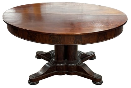 BRIGGS PATENT ACCORDION ACTION DINING TABLE W/ 8 LEAVES, CORNELIUS BRIGGS, WELLS ME. 28 1/2" T X