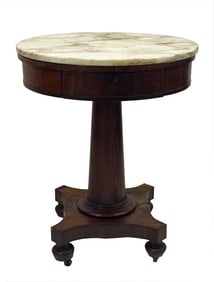 EMPIRE PERIOD TABLE LAMP WITH ADDITIONAL MARBLE TOP 29 1/2" OR 30 1/4" DIAM WITH MARBLE 24" WIDE