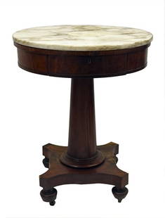 EMPIRE PERIOD TABLE LAMP WITH ADDITIONAL MARBLE TOP 29 1/2" OR 30 1/4" DIAM WITH MARBLE 24" WIDE: EMPIRE PERIOD TABLE LAMP WITH ADDITIONAL MARBLE TOP 29 1/2" OR 30 1/4" DIAM WITH MARBLE 24" WIDE