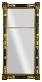 EBONIZED & GILDED MIRROR ATTRIB. TO ISAAC PLATT NEW YORK , 49" X 24" TWO PANEL