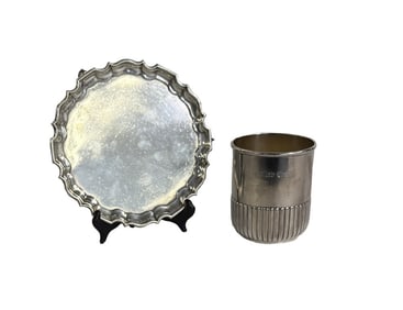 STERLING 1884 TROPHY CUP BY BIGELOW & KINNARD & 8" STERLING SALVER BY HOWARD NY APPROX. 24 TROY