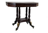 NY CLASSICAL CARD TABLE ATTRIB. TO DUNCAN PHYFE WORKSHOP, IN ORIGINAL SURFACE 29" X 35 3/4" X 18"