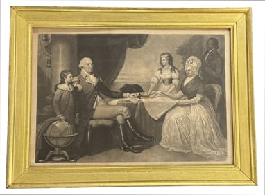 EARLY ENGRAVING OF WASHINGTON & HIS FAMILY, AFTER SAVAGE PUBL. BY SARTAIB'S UNION MAGAZINE, 17 1/2"