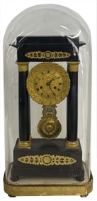 PORTICO CLOCK UNDER DOME WITH EBONIZED WOOD WITH  ORMOLU MOUNTS