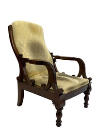BOSTON ARM CHAIR IN STRONGLY GRAINED MAHOGANY 39" X 21 1/2" X 29"
