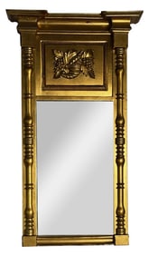 BOSTON MIRROR WITH CARVED CORNUCOPIA PANEL 37" X 22" OVERALL