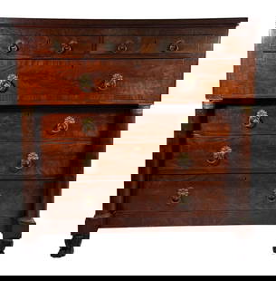 FEDERAL MAHOGANY CHEST, ATTRIB. TO THE WORKSHOP OF DUNCAN PHYFE, NYC, ORIGINAL BRASS 47" X 46" X: FEDERAL MAHOGANY CHEST, ATTRIB. TO THE WORKSHOP OF DUNCAN PHYFE, NYC, ORIGINAL BRASS 47" X 46" X 21 1/2"