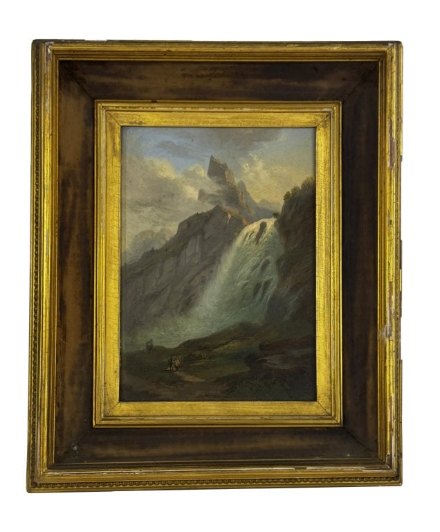 OIL / BOARD "PISSEVACHE FALLS" VALAIS, SWITZERLAND UNSIGNED 9 3/4" X 7 1/8" (1 of 6)