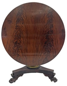 MAHOGANY TILT TOP CLASSICALLY CARVED CENTER TABLE/ BREAKFAST TABLE 53 1/2" OR 27 1/2" TALL X 42"