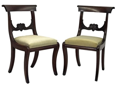 FINE PR BOSTON SABER LEG CHAIRS W/ CARVED SPLATS 33" X 20" X 16"