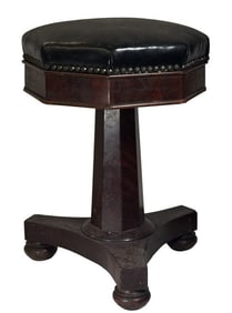 MAHOGANY HARP STOOL WITH OCTAGONAL SEAT 19" X 21" TALL