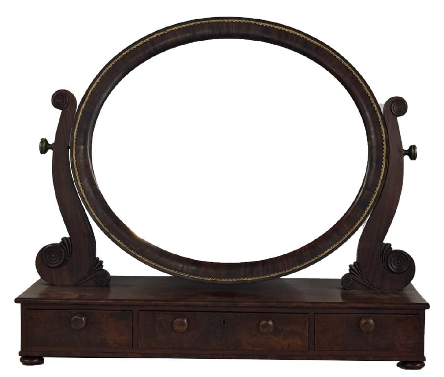 ORMOLU TRIMMED DRESSING MIRROR WITH BEVELED GLASS 30 1/2" X 35" X 12 1/2" (1 of 6)