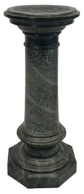 GREEN MARBLE PEDESTAL IN 3 SECTIONS, EXC. COND'T. 42" X 19" TOP 16"