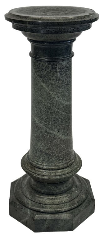 GREEN MARBLE PEDESTAL IN 3 SECTIONS, EXC. COND'T. 42" X 19" TOP 16" (1 of 4)