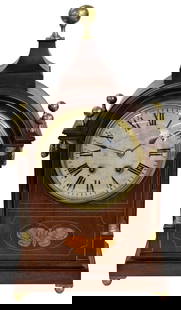 INLAID WOODEN BRACKET CLOCK 21" X 11 1/4" X 5 1/4": INLAID WOODEN BRACKET CLOCK 21" X 11 1/4" X 5 1/4"