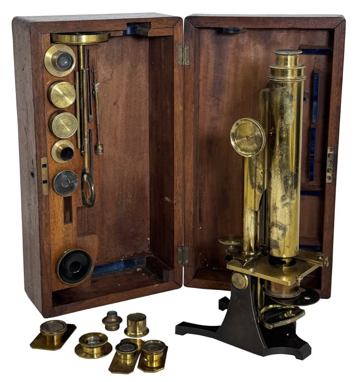 MID 19THC. SMITH & BECK, LONDON, MICROSCROPE WITH FITTED CASE #799, 1854 (1 of 8)