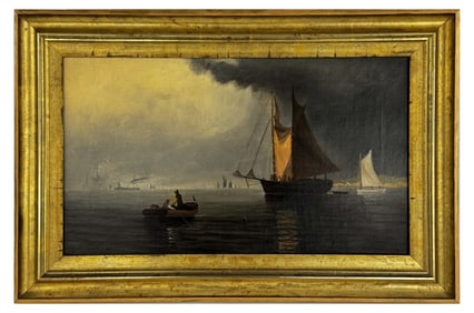 O/C H. YOUNG "COMING SQUALL, PORTLAND HARBOUR" SEPT. 17 1880 14" X 24"