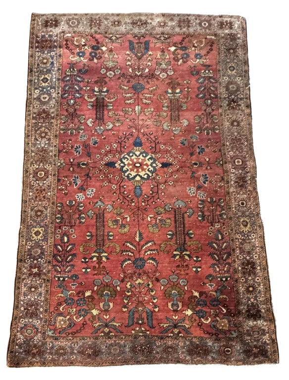 C. 1920 LILLIHAN AREA RUG 79 1/2" X 51 1/2": C. 1920 LILLIHAN AREA RUG 79 1/2" X 51 1/2"