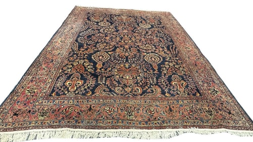 ROOMSIZE BLUE FIELD SAROUK CARPET  138" X 107"