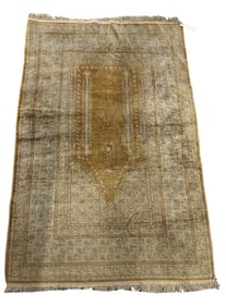 FINELY WOVEN SILK PRAYER RUG 75" X 46"