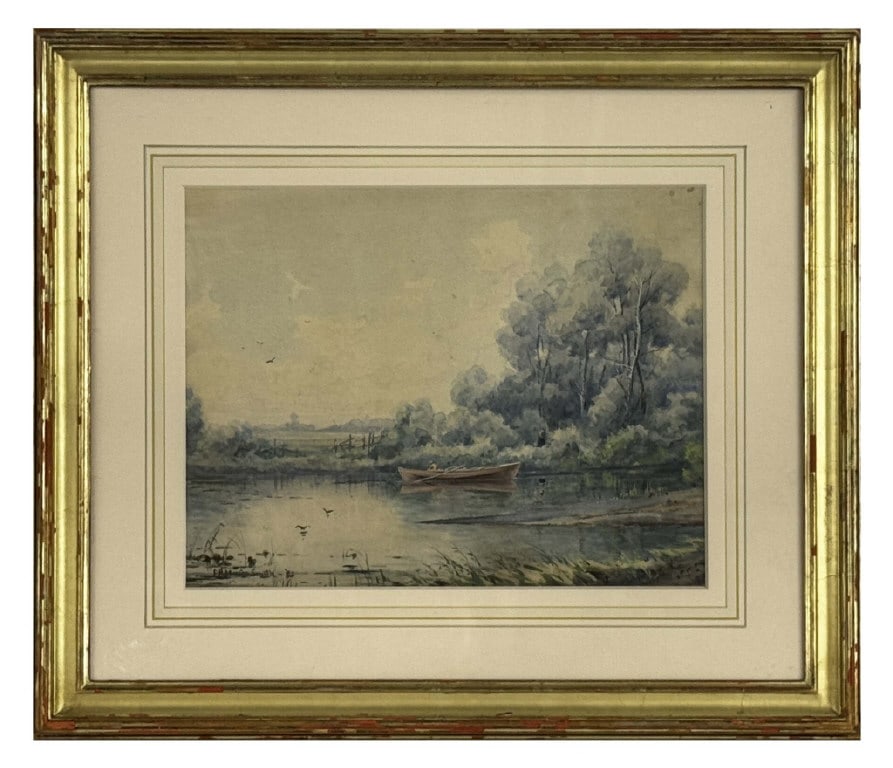 WATERCOLOR FRANCIS HOPKINSON SMITH "LAZY SUMMER AFTERNOON" SITE SIZE 11 3/4" X 15 1/4" (1 of 5)