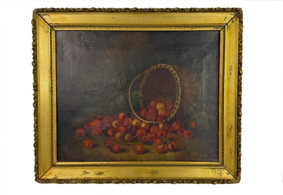 O/C STILL LIFE WITH CHERRIES SGND E.A. HOWARD 13" X 16"