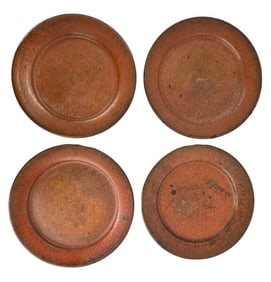 4- EARLY 19THC. NEW YORK STATE REDWARE PLATES 10" DIAM