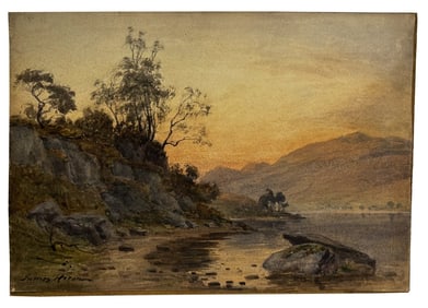 WATERCOLOR "EVENING LOCH CHAN" JAMES HERON 10" X 14"