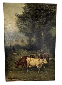 OIL/CANVAS "COWS IN  A LANDSCAPE" SGND J. ALBERTO 30" X 20"