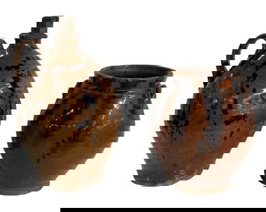2 PCS REDWARE, JUG 11 3/4" TALL, BOTH WITH DAMAGE: 2 PCS REDWARE, JUG 11 3/4" TALL, BOTH WITH DAMAGE